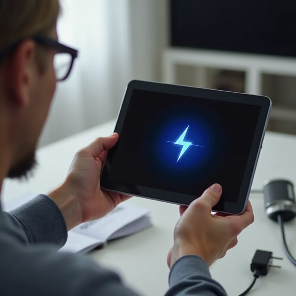 samsung tablet shows lightning bolt but not charging